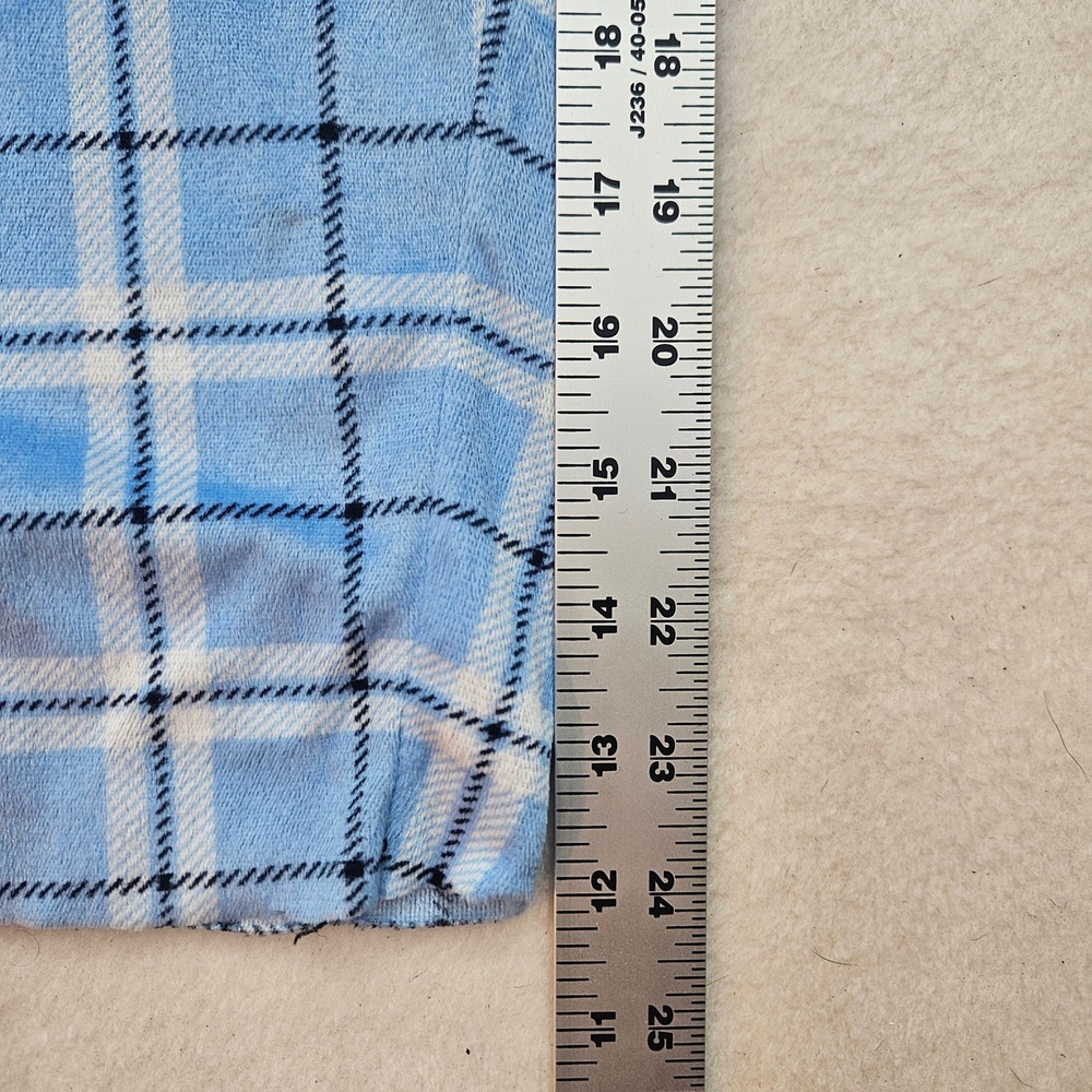 IZOD Pajama Pants Mens Medium Blue Excellent Plaid Fleece Lounge Sleepwear - Picture 5 of 6